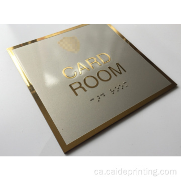 rètol de placa d&#39;or d&#39;acer inoxidable amb targeta braille